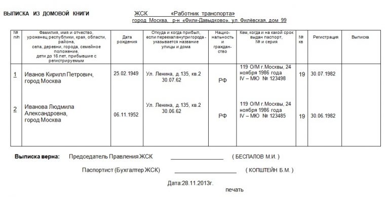 Справка о занимаемом в данном населенном пункте жилом помещении и составе семьи образец